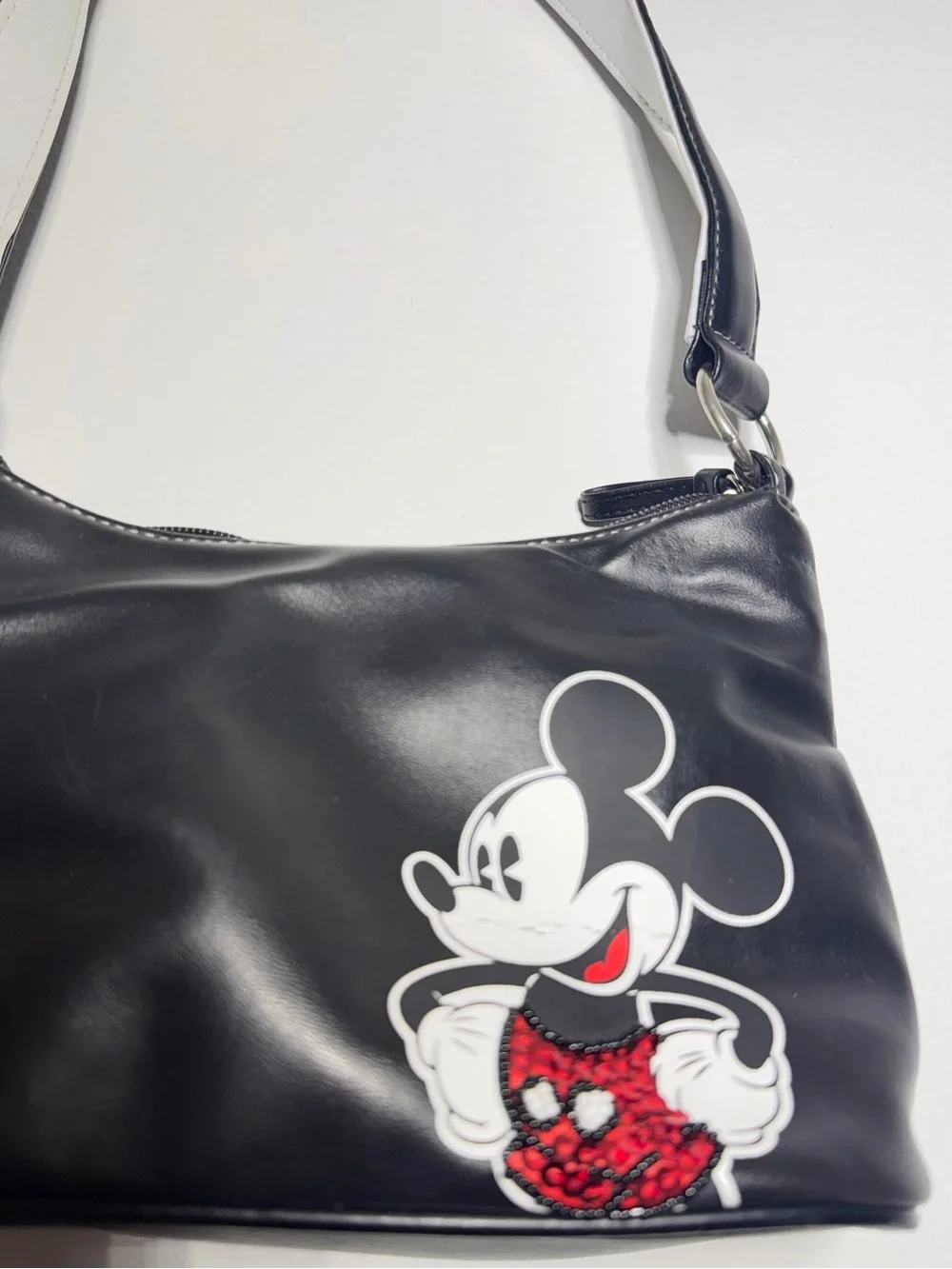 Black Mickey Patch Shoulder Bag - Women's Handbag